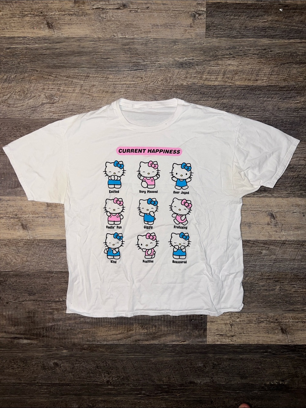 Hello Kitty White Graphic Tee with Pink and Blue Accents